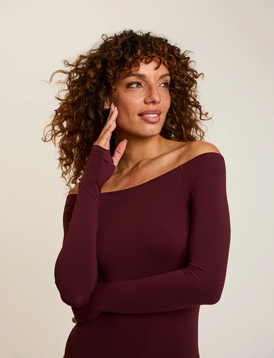 Ballet Off-Shoulder Bodysuit with Thumbholes - Image 5