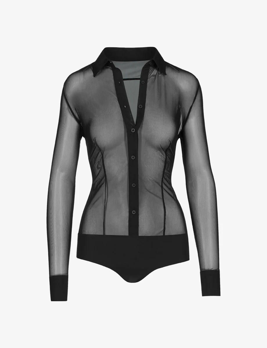 Chic Mesh Button Down Bodysuit - Image 5