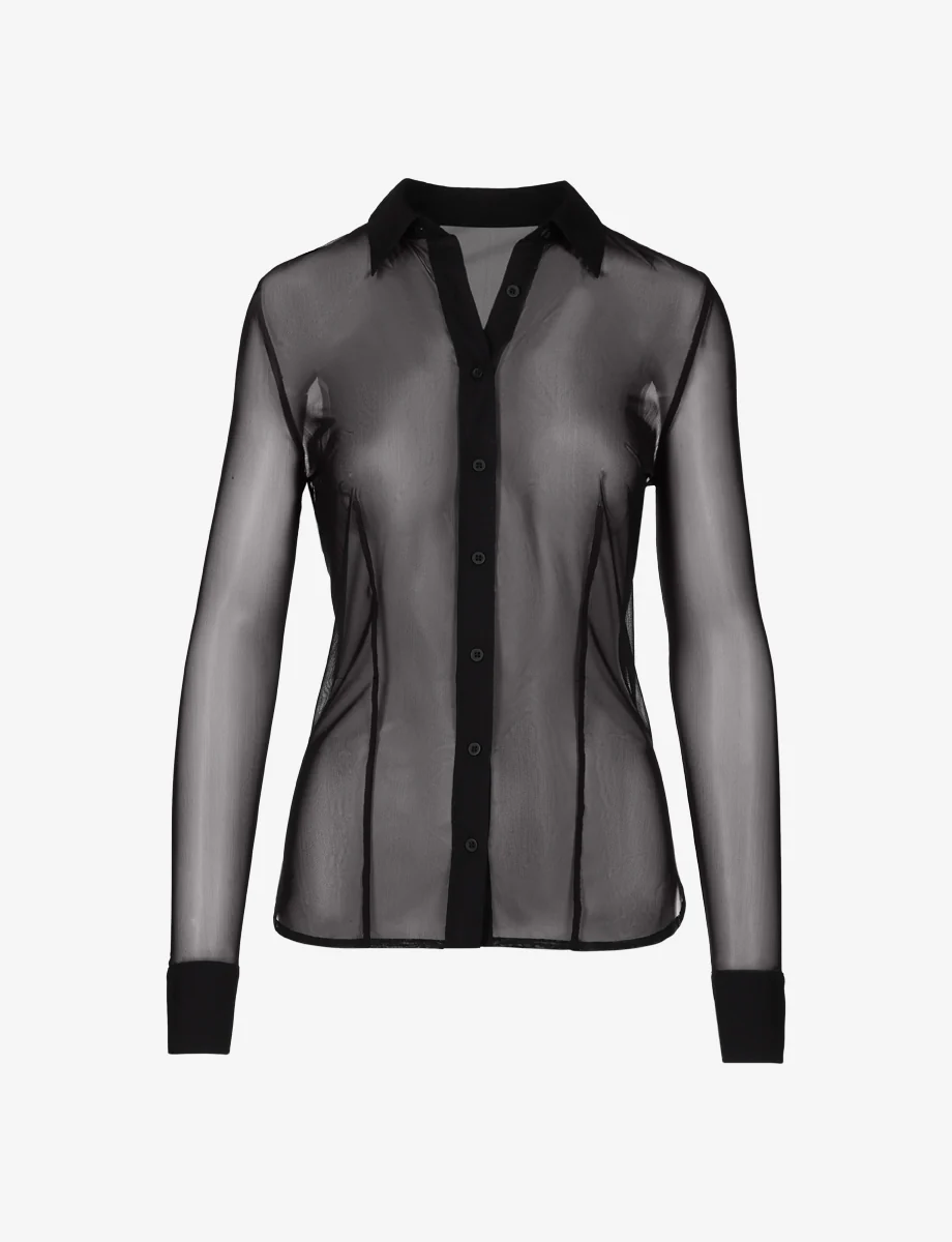 Chic Mesh Button Down Shirt - Image 7