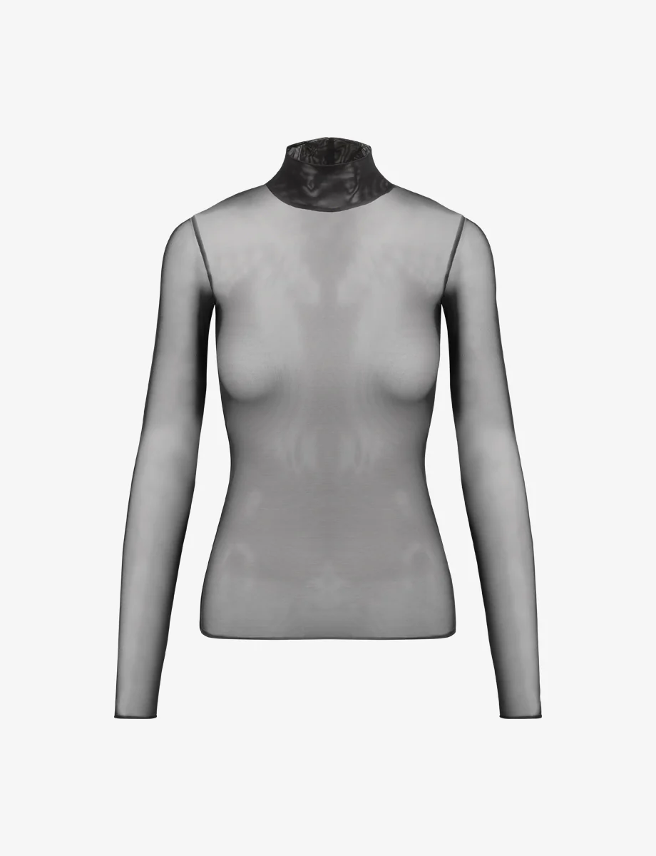 Chic Mesh Long Sleeve Turtleneck - Image 4
