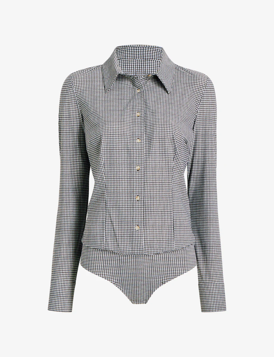 Classic Printed Button Down Bodysuit - Image 18