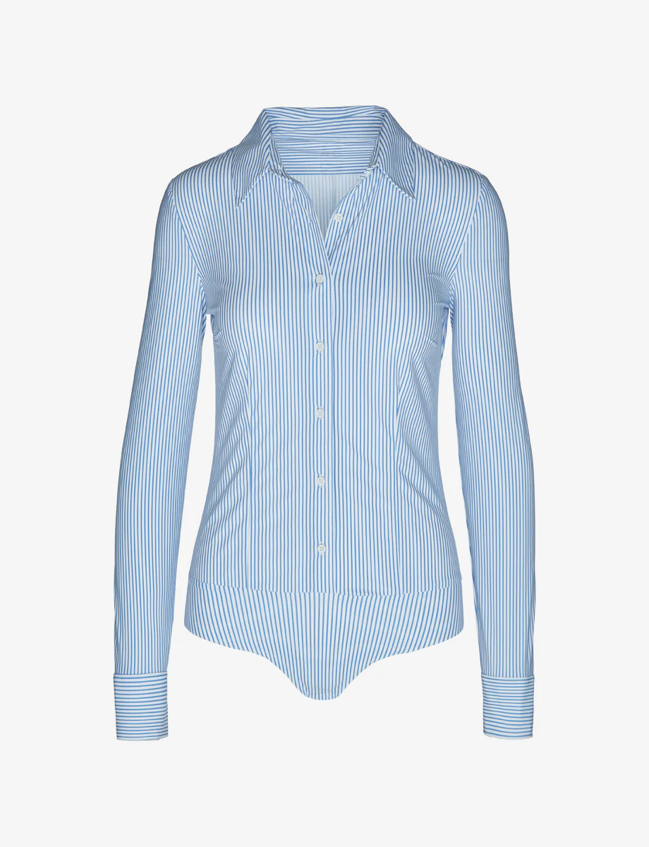 Classic Printed Button Down Bodysuit - Image 3