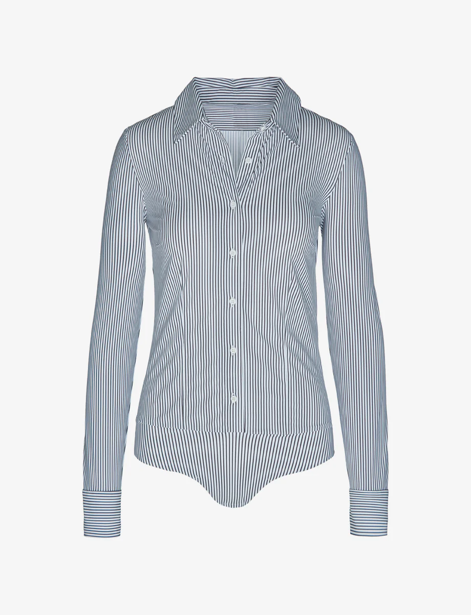 Classic Printed Button Down Bodysuit - Image 9