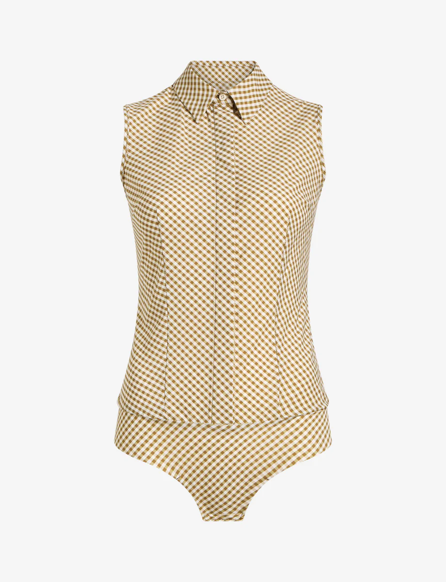 Classic Printed Sleeveless Button Down Bodysuit - Image 19