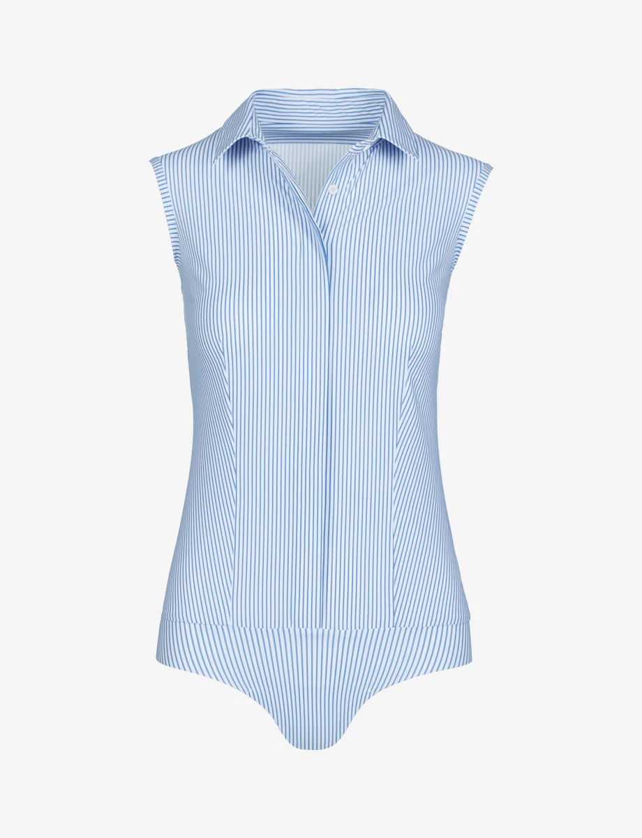 Classic Printed Sleeveless Button Down Bodysuit - Image 7