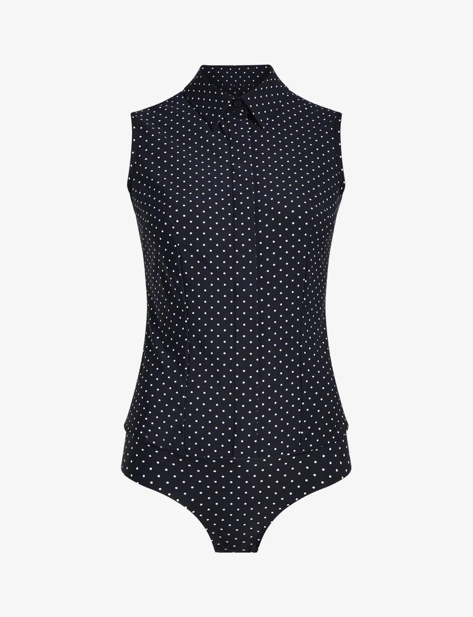 Classic Printed Sleeveless Button Down Bodysuit - Image 9
