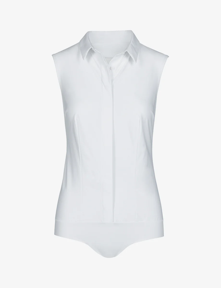 Classic Sleeveless Button Down Bodysuit - Image 6