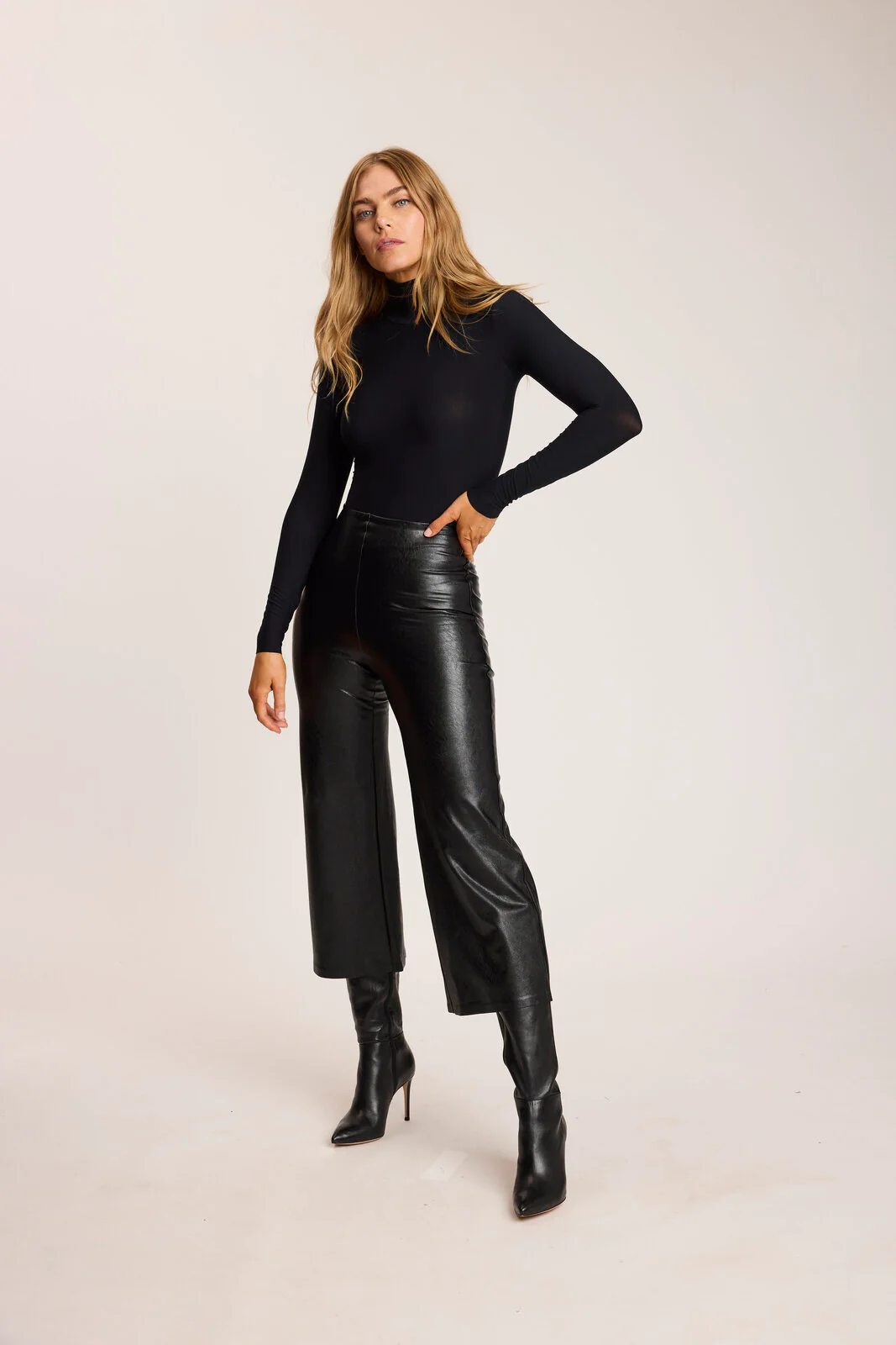 Faux Leather Cropped Wide Leg Pant - Image 2