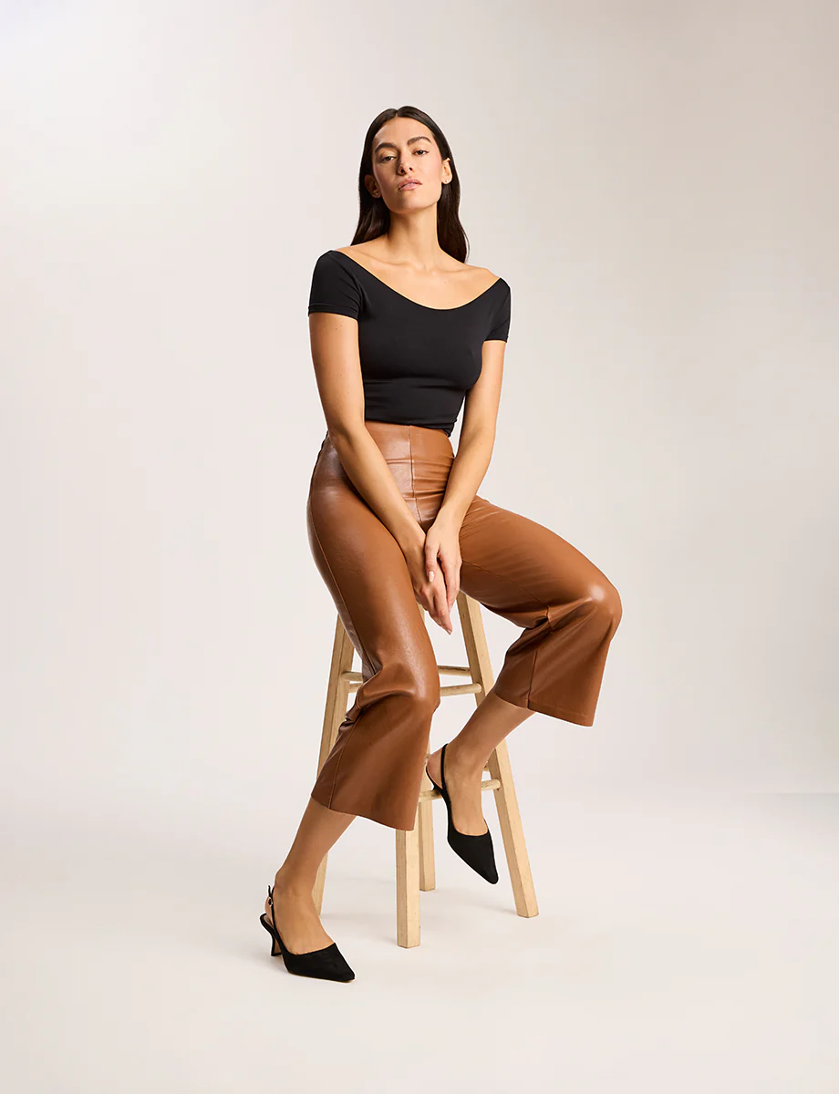 Faux Leather Cropped Wide Leg Pant - Image 4