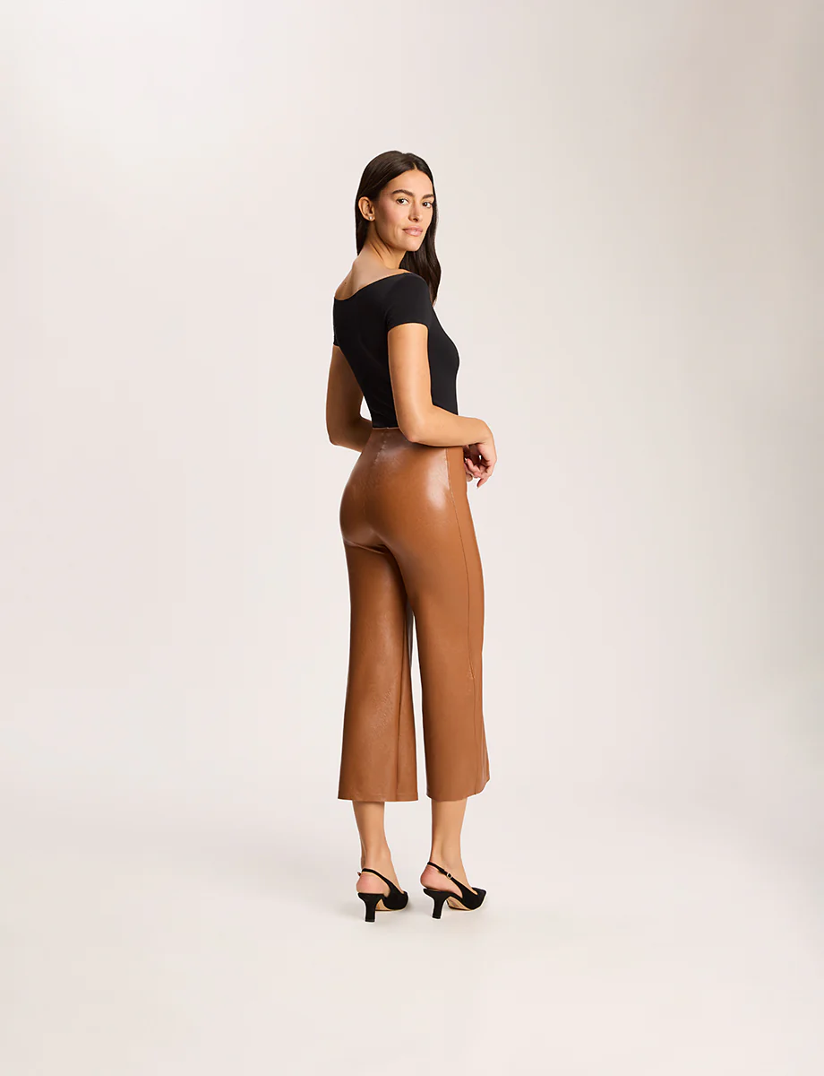 Faux Leather Cropped Wide Leg Pant - Image 5