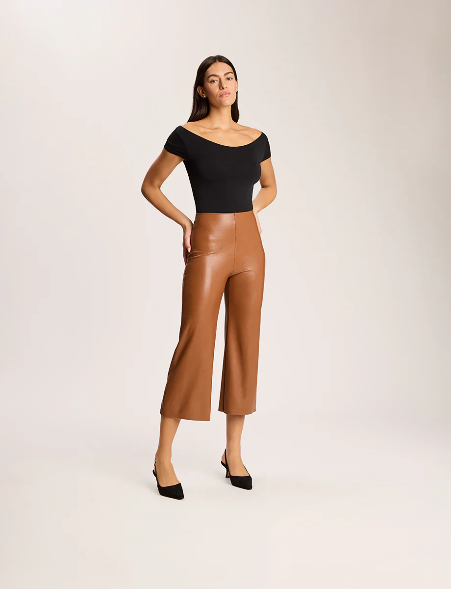 Faux Leather Cropped Wide Leg Pant - Image 6