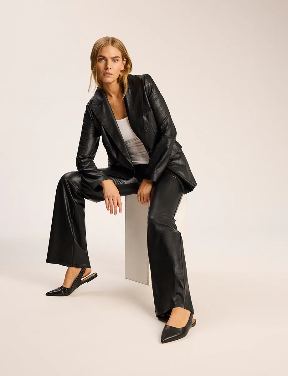 Faux Leather Double-Breasted Jacket - Image 5
