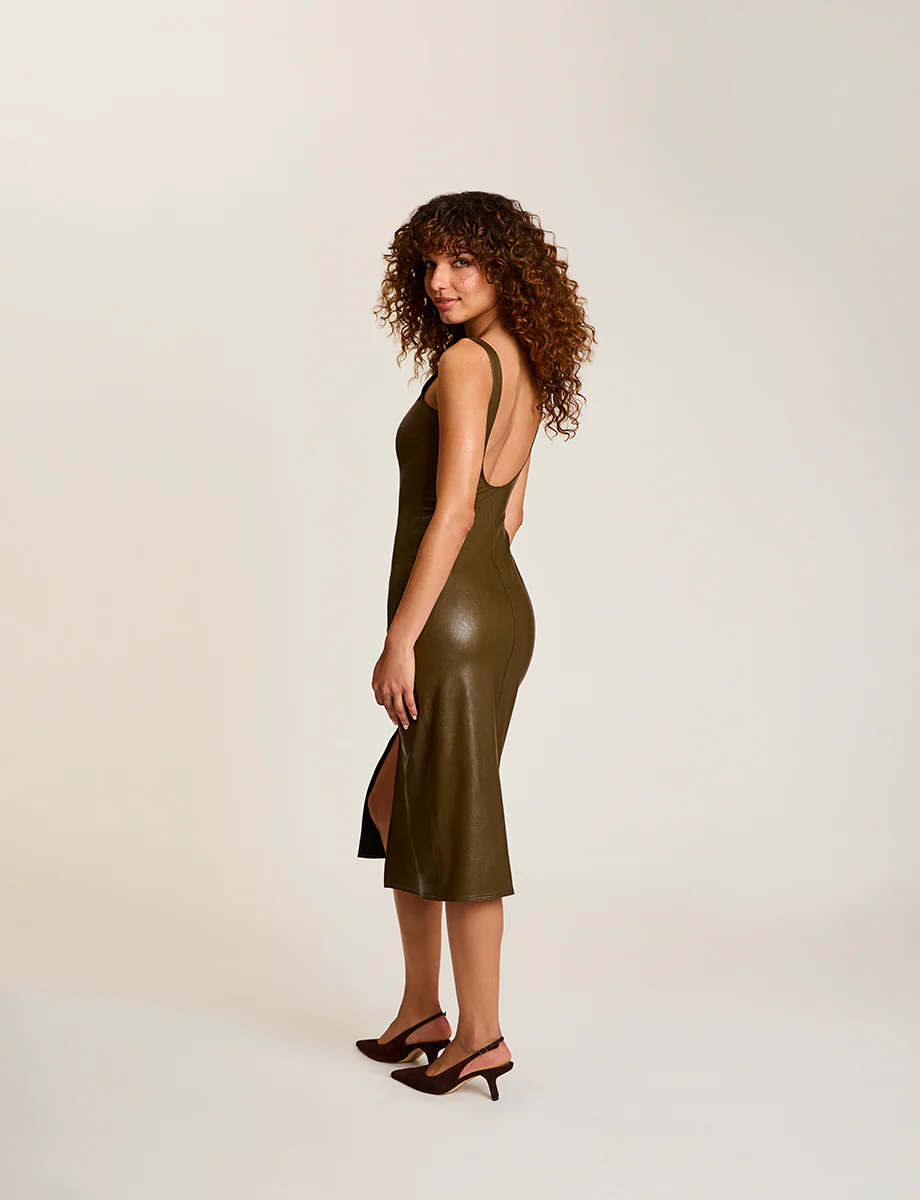 Faux Leather Midi Tank Dress - Image 11
