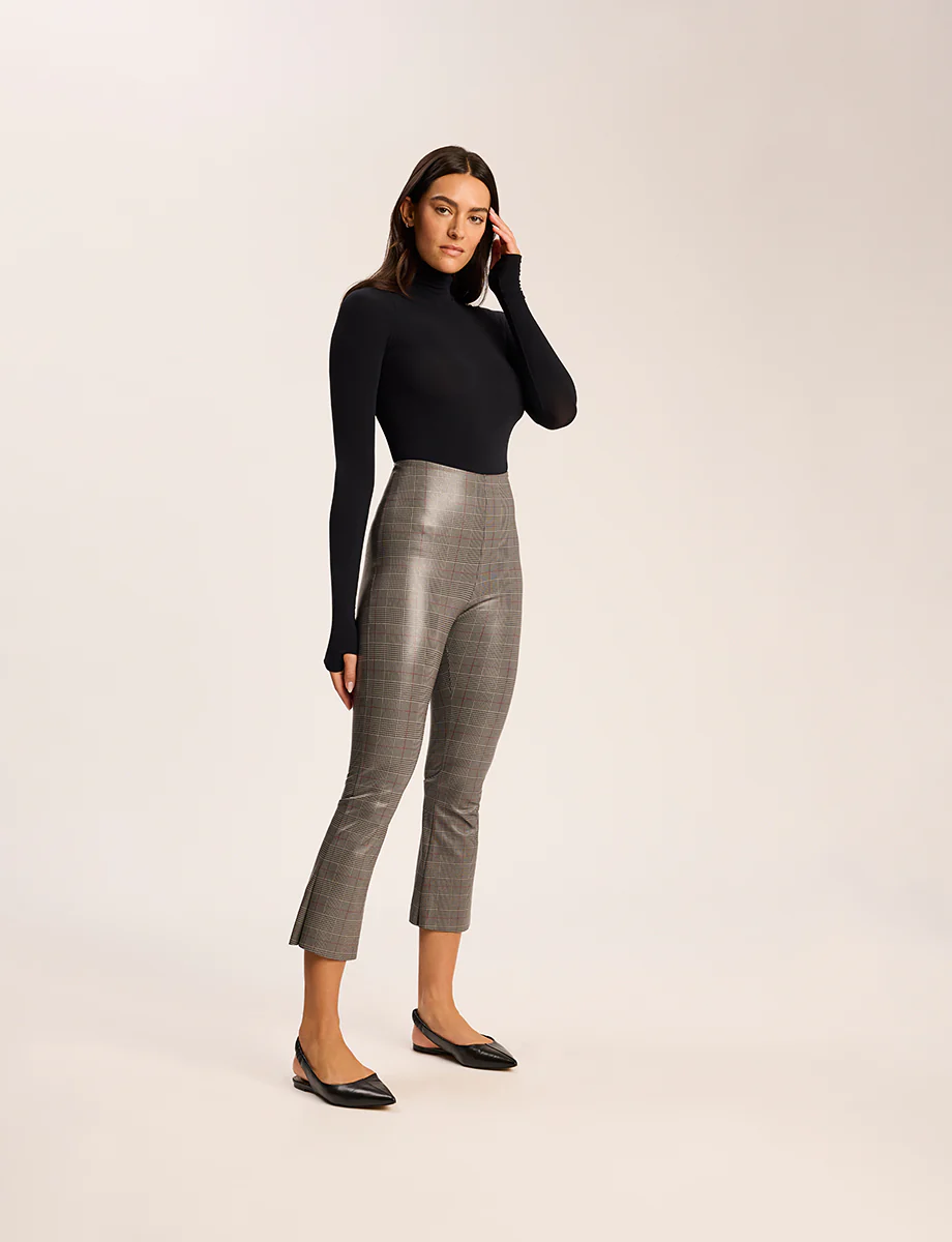 Faux Leather Print Cropped Flare - Image 3
