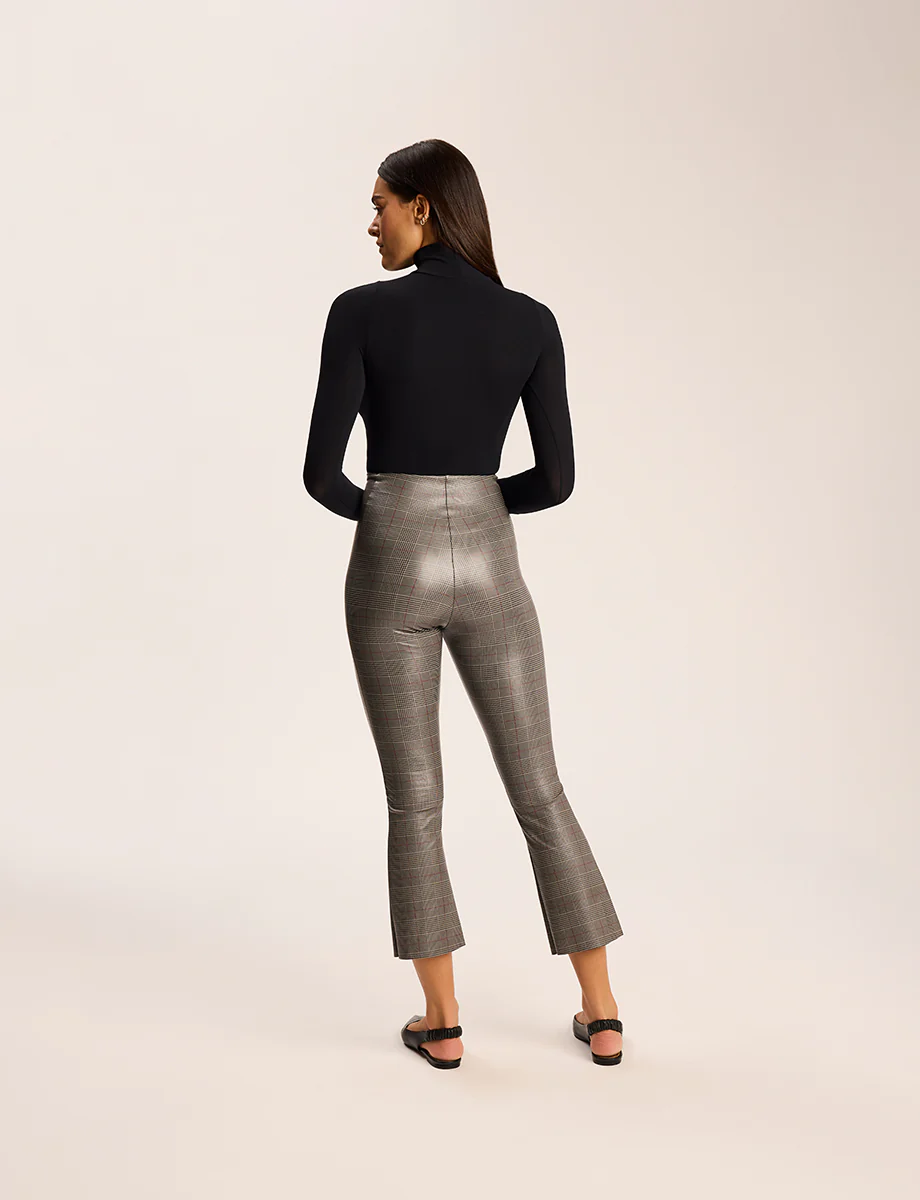 Faux Leather Print Cropped Flare - Image 4