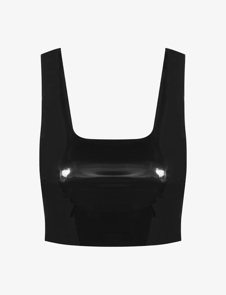 Faux Patent Leather Crop Top - Image 4