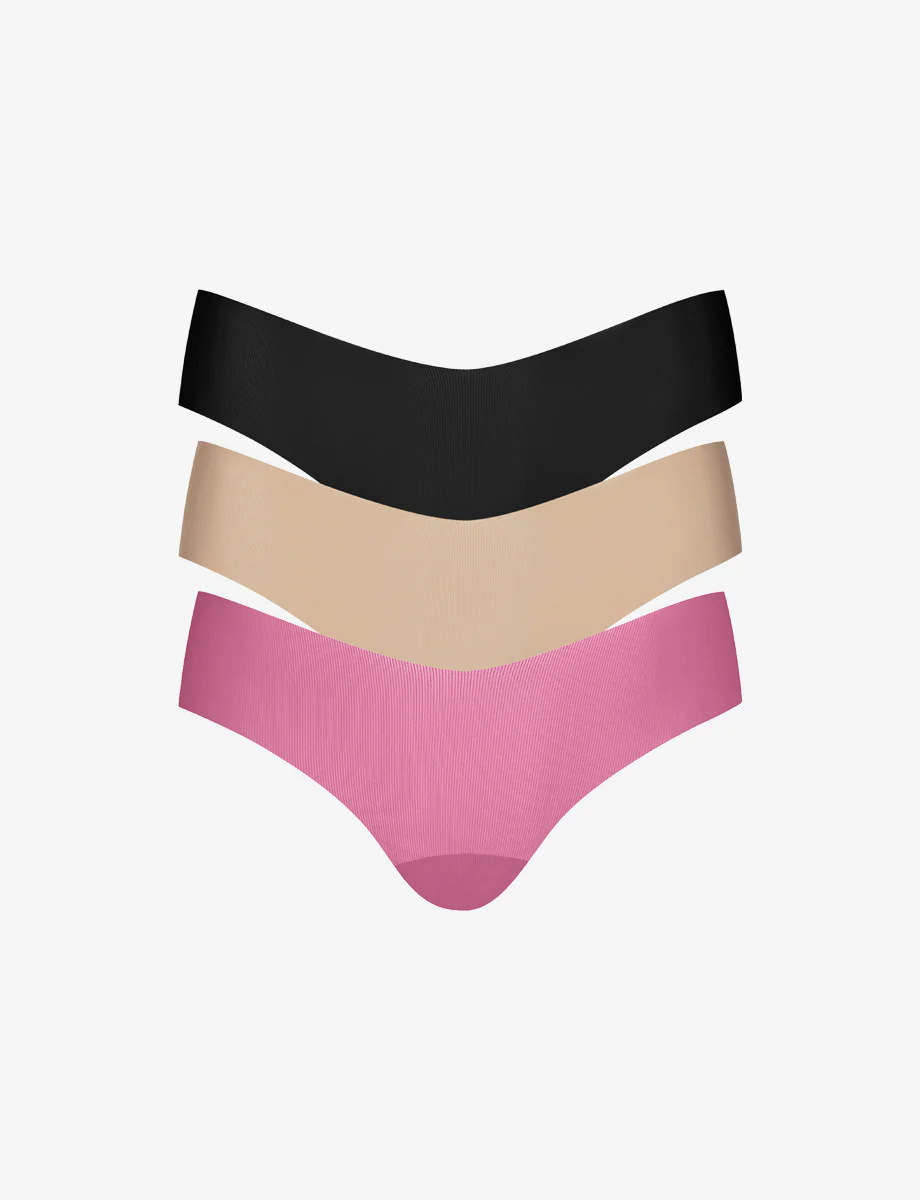 Invisible Rib One Size Thong 3-Pack