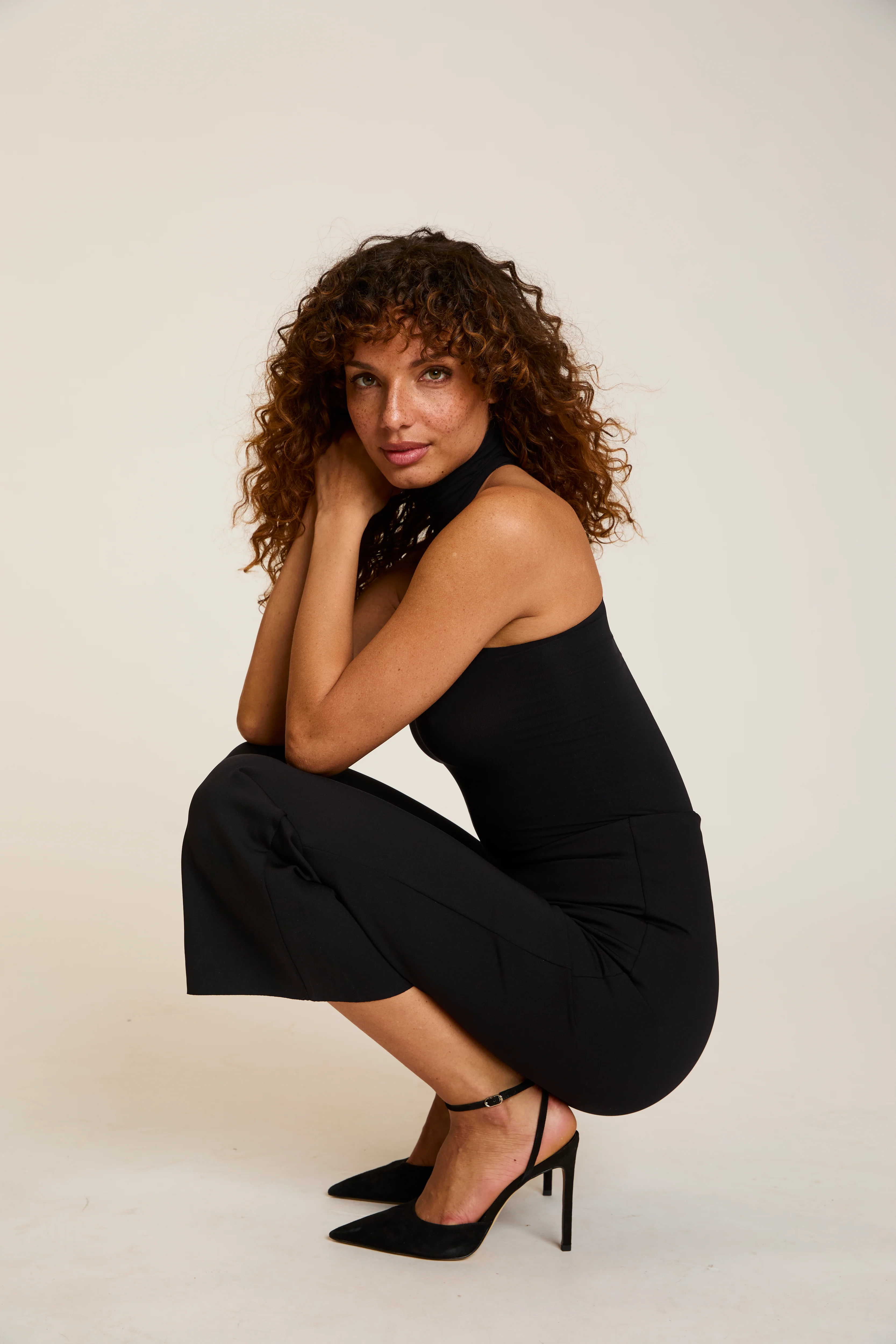 Neoprene Cropped Wide Leg Pant