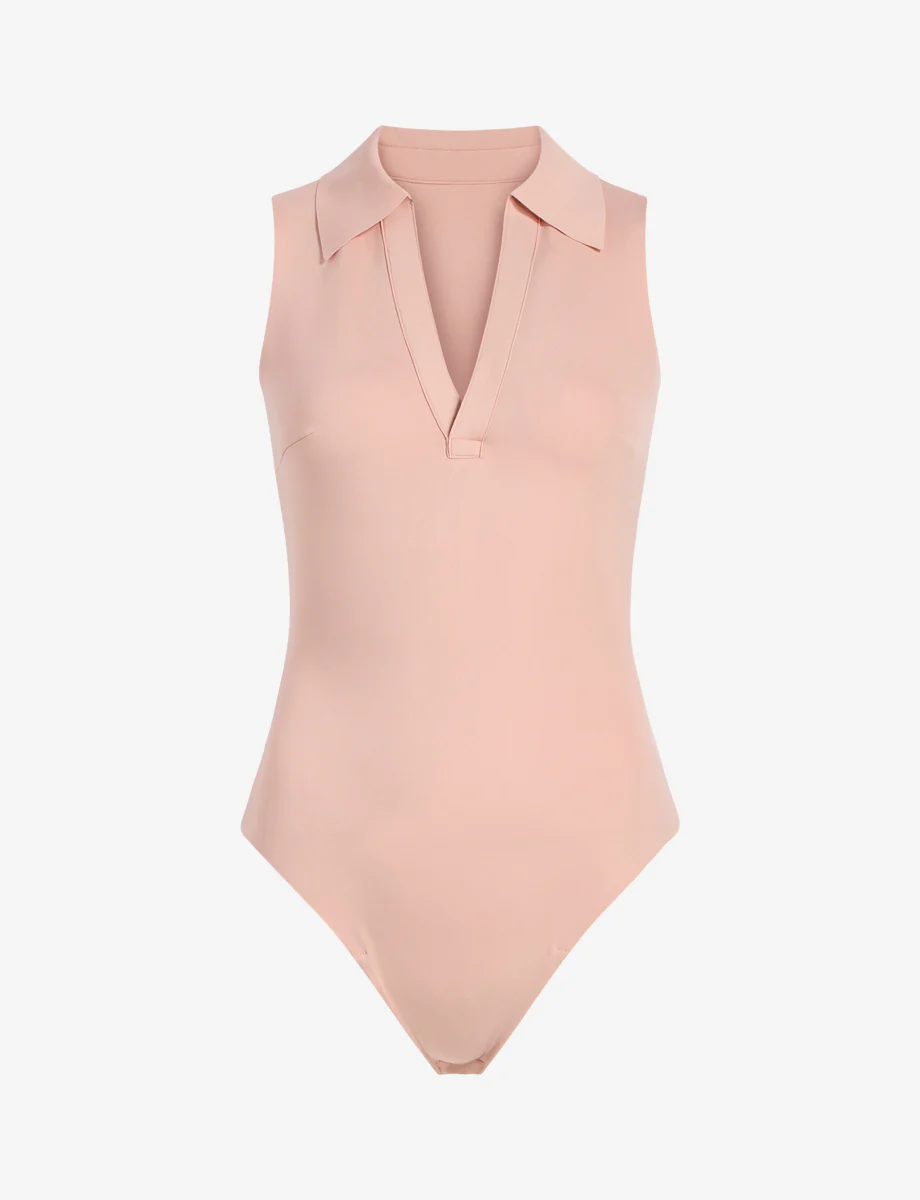 Neoprene Sleeveless V-Neck Polo Bodysuit - Image 7