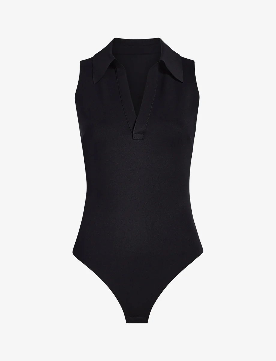 Neoprene Sleeveless V-Neck Polo Bodysuit - Image 9