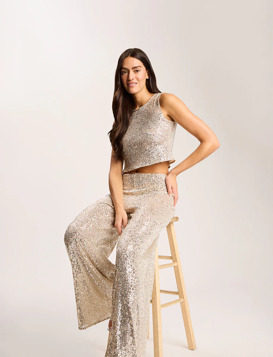 Sequin Mesh Muscle Crop Top - Image 2
