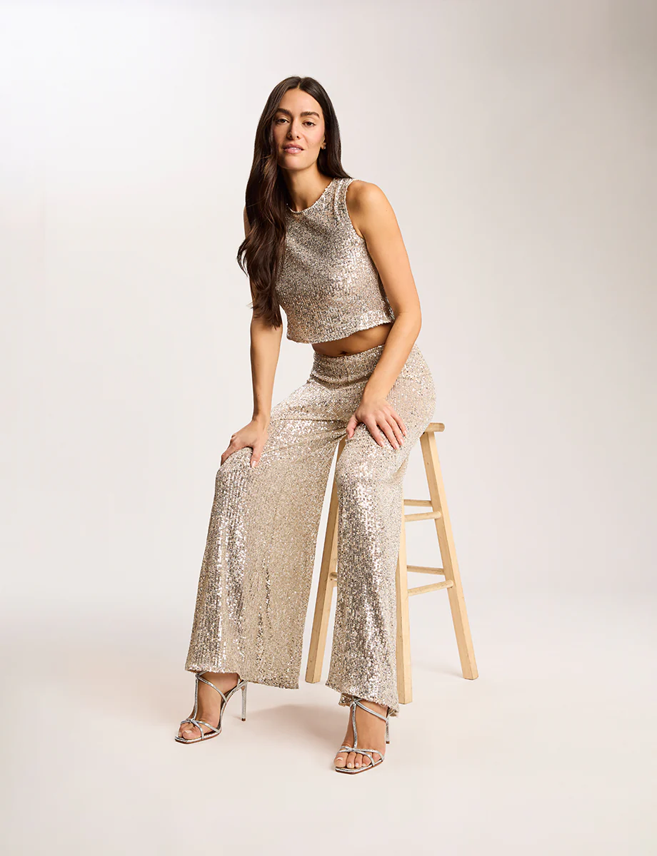 Sequin Mesh Muscle Crop Top - Image 3