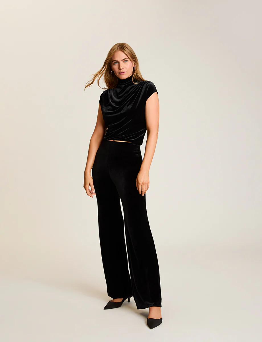 Velvet Draped Mockneck Crop Top - Image 2