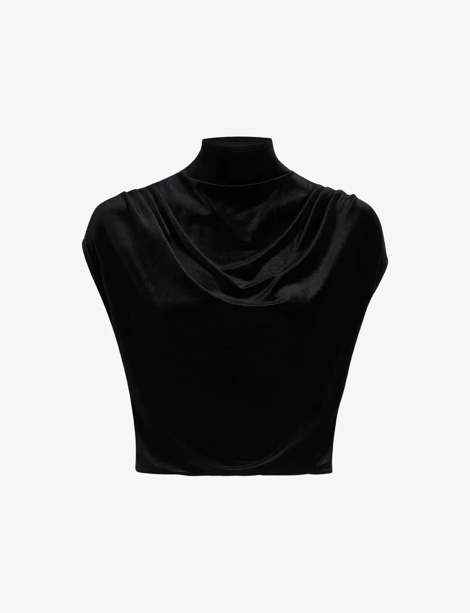 Velvet Draped Mockneck Crop Top - Image 5