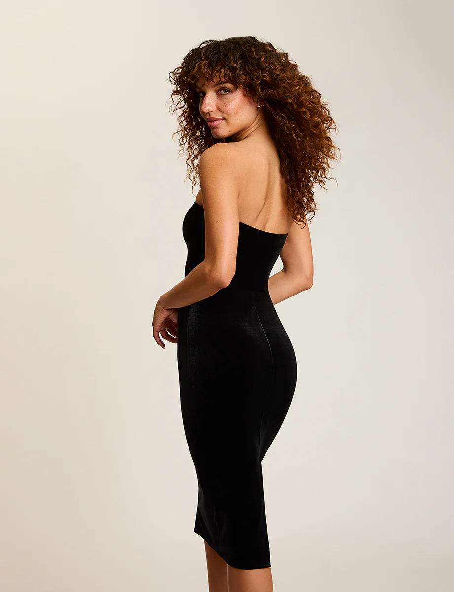 Velvet Strapless Midi Dress - Image 2