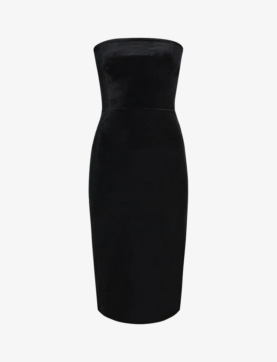 Velvet Strapless Midi Dress - Image 5